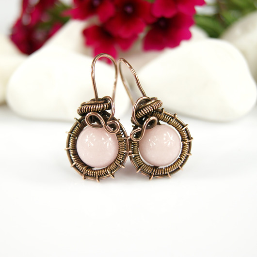 kolczyki wire wrapping Kolczyki z jadeitem