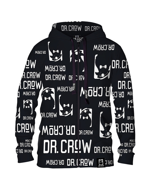 bluzy męskie Męska Bluza Expres Zamek DR.CROW Logo Czarna