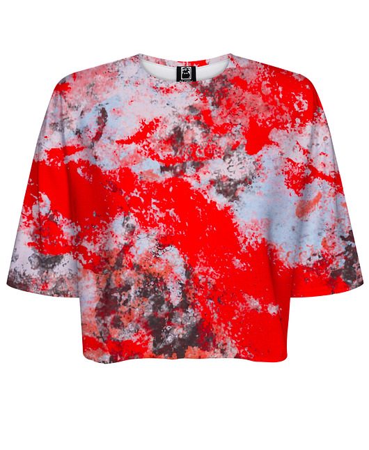 t-shirt damskie DR.CROW T-shirt Krótki CROP Marble Red