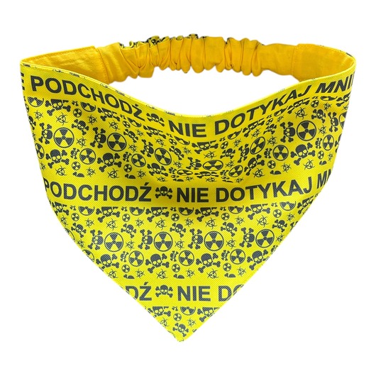 ubranka dla zwierząt Bandana ostrzegawcza dla psa XL na gumce - NIE DOTYKAJ - żółta