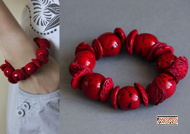 Bransoletka z tagua i pestek brzoskwini(b10) Galeria Macondo