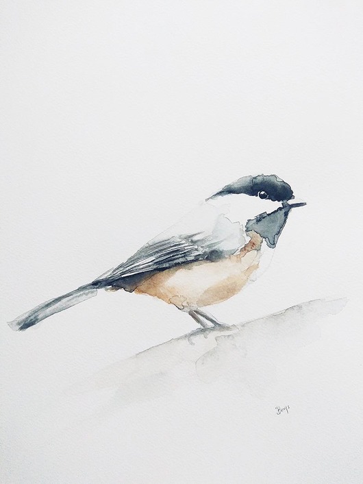 Akwarela  Czarnogłówka Wiktoria Borys Art