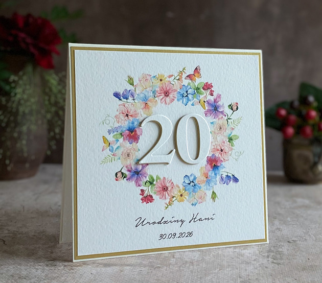 kartki scrapbooking Kartka urodzinowa z kopertą prezentową, BH 35