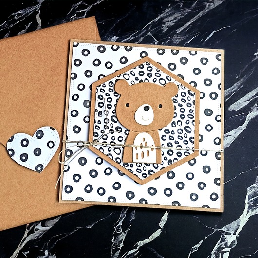 kartki scrapbooking MIŚ kółkowy :: kartka handmade na urodziny, roczek.