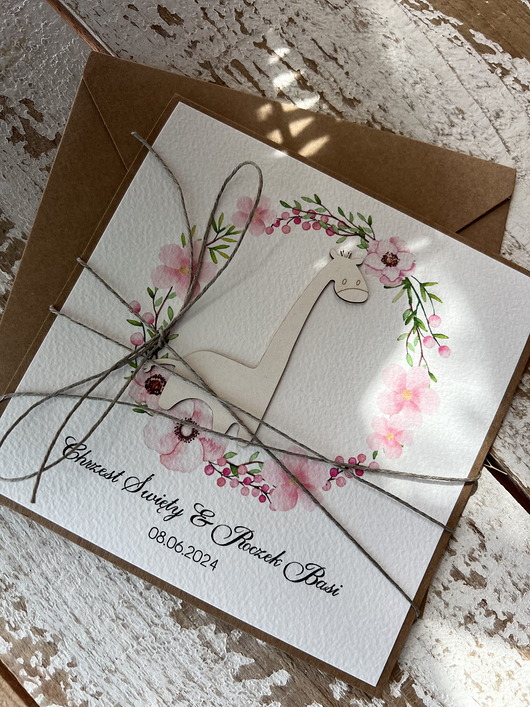 kartki, zaproszenia na chrzest Kartka na chrzest i roczek jednocześnie z personalizacją