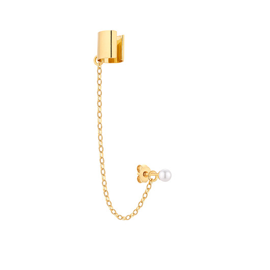 Złota nausznica z perełką SWAROVSKI CRYSTAL SOTHO