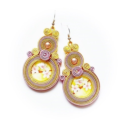 Kolczyki KWIAT WIŚNI sutasz soutache Decomama Decomama Jewelry