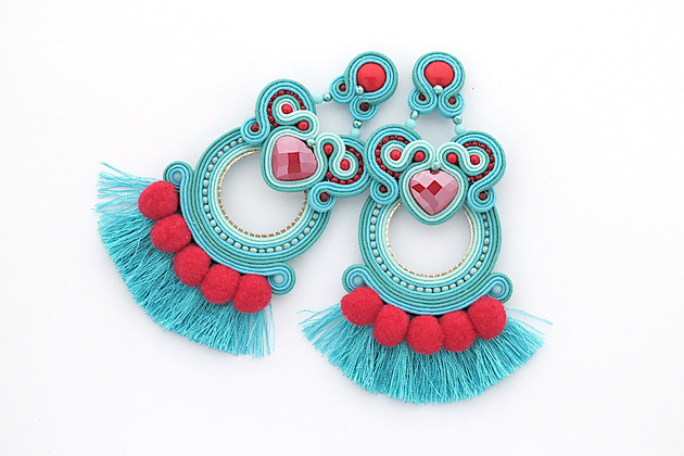 kolczyki soutache Kolorowe boho kolczyki 5