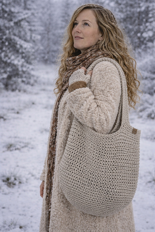 torby na ramię Duża Torba ze sznurka lnianego