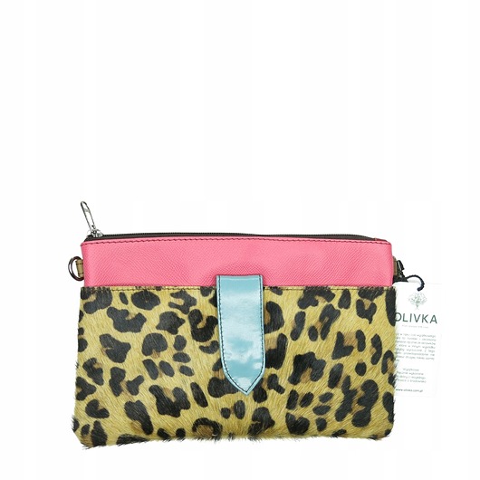 kopertówki Torebka kopertówka listonoszka dwa paski skórzana oryginalna OLIVKA