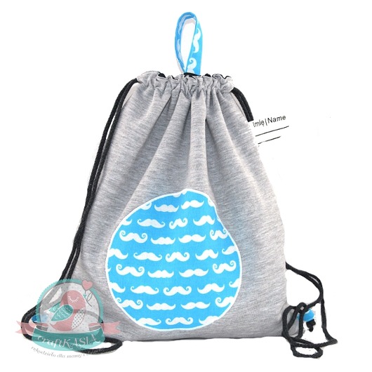 Dresbag- wodoodporny worko-plecak- wąsy niebiesk craftKASIA