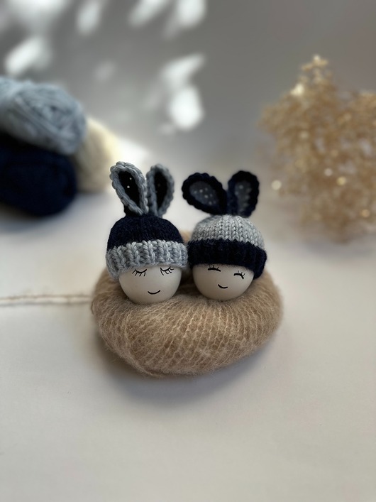 ozdoby wielkanocne Czapeczki z uszami zająca na jajka wielkanocne - zestaw 2 szt.