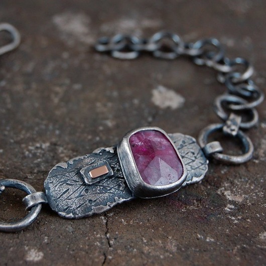 bransoletki wire wrapping Rubin, złoto