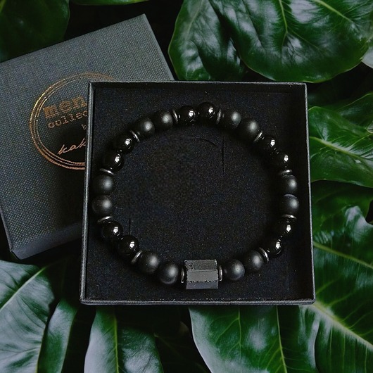 biżuteria męska OCHRONA, SPOKÓJ - turmalin, onyks mat/błysk