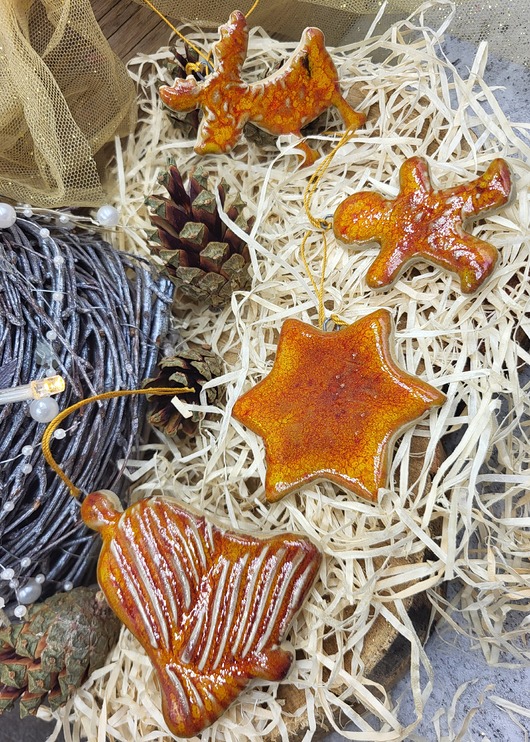 ozdoby choinkowe Zestaw ceramicznych zawieszek