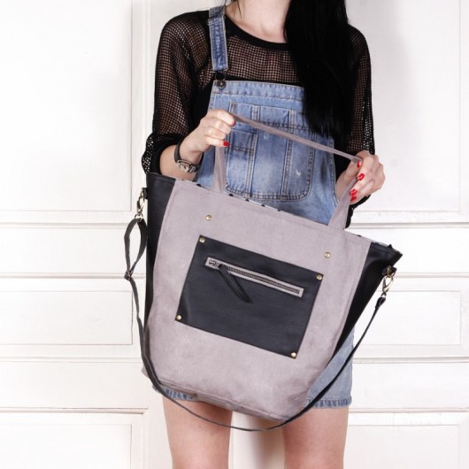 torby na ramię Bucket Bag Czarno-szara