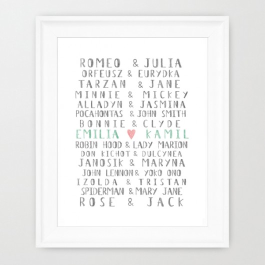 Spersonalizowany Plakat Prezent Ślub- A4 wejustlikeprints