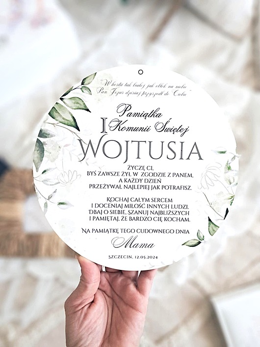 kartki na komunię Pamiątka Komunijna ELEGANCKA ZIELEŃ, pamiątka Komunii, kartka komunijna