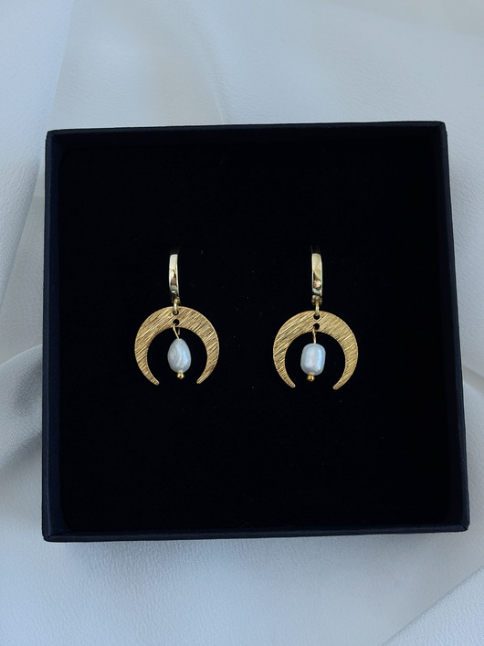 kolczyki z mosiądzu Kolczyki Księżyc Perły