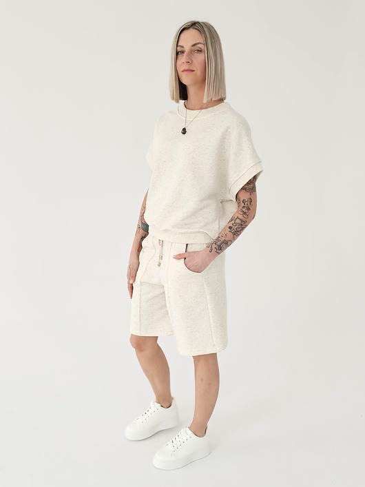 komplety damskie Komplet oversize bezrękawnik i spodenki wide leg