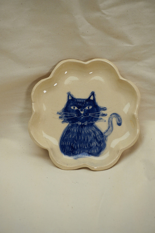 talerze, miski OUTLET ceramiczny talerz z kotem