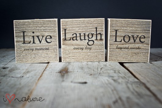 Tabliczki Live Laugh Love i love nature