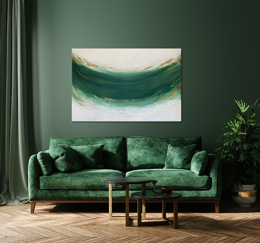 obrazy Abstrakcja  "Emerald"  80x120 cm- zielony obraz abstrakcyjny do salonu