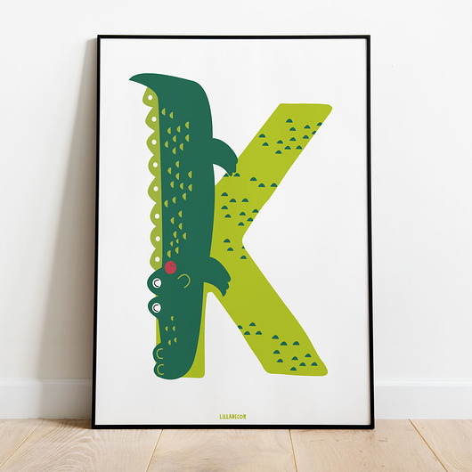 Plakat z Krokodylem - litera K lilladecor