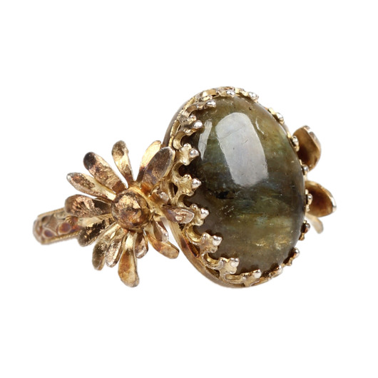 pierścionki srebrne Srebrny oksydowany pierścionek Gardenia z labradorytem r.17