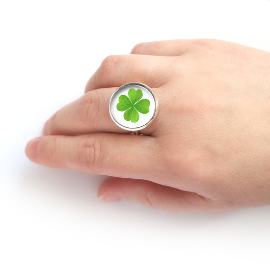 pierścionek z żywicy Pierścionek - Koniczynka