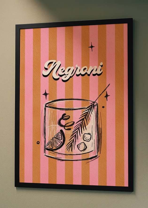 plakaty Plakat Negroni drink retro paski