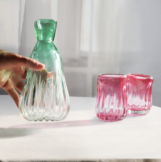 szklanki i kieliszki Zestaw  dwóch szklanek i karafki "Optyk"