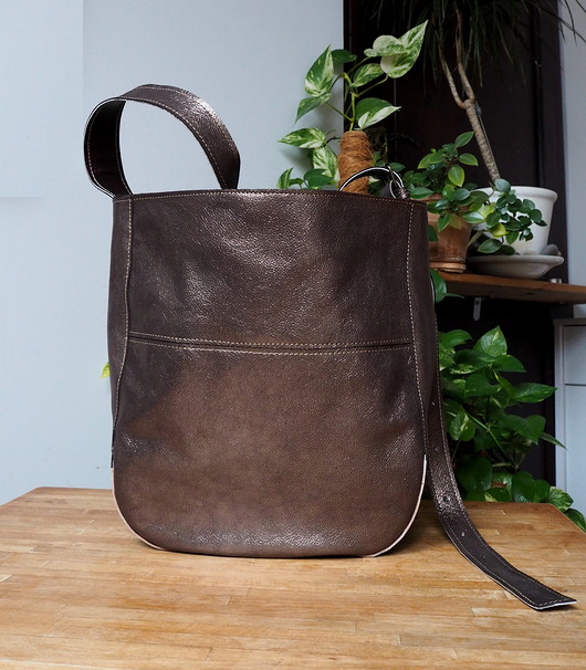 torby na ramię Ciemno złota skórzana torba hobo