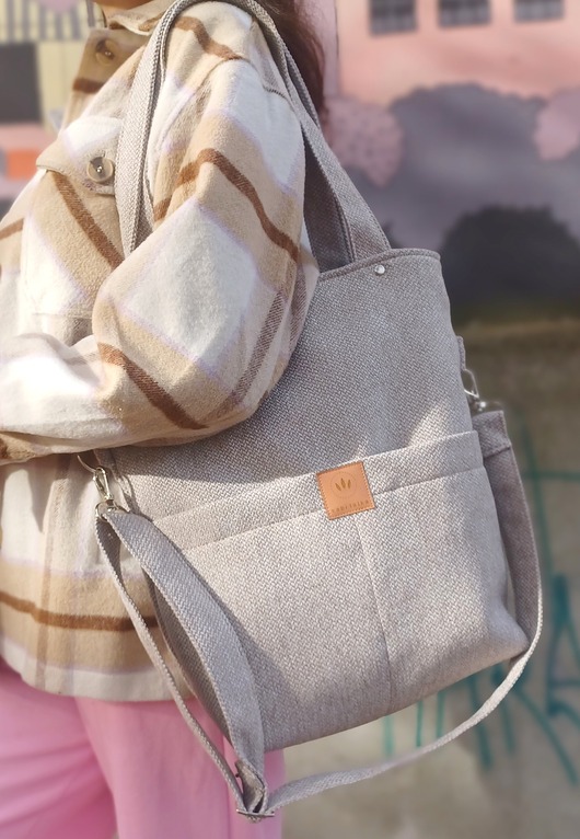 torby na ramię Torebka na ramię z plecionki tapicerskiej Beżowa