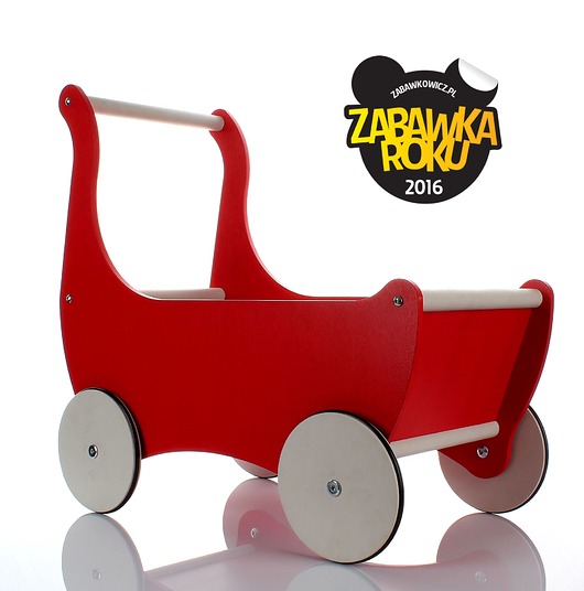 klocki i zabawki drewniane Drewniany wózek dla lalek /pchacz / chodzik