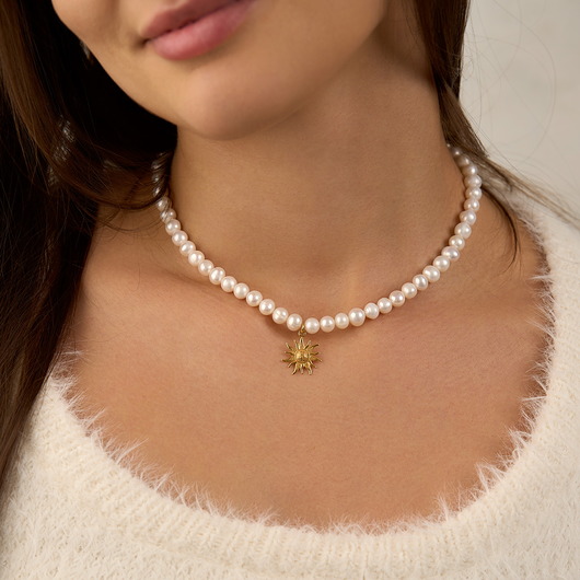 złote naszyjniki Choker naszyjnik perły naturalne- srebro 925 pozłacane