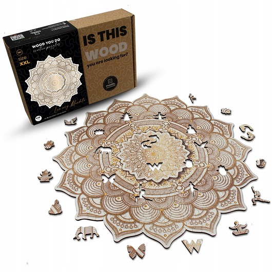 puzzle dla dzieci PUZZLE DREWNIANE LUKSUSOWA MANDALA BIAŁA 418