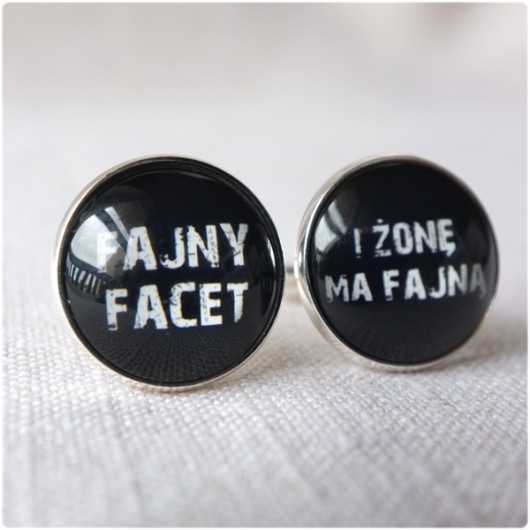 spinki dla Fajnego Faceta z Fajną Żoną - black kameLeonia