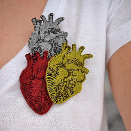Broszka filcowa anatomiczne serce felt label