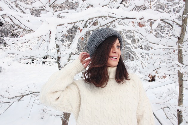 czapki damskie Szara czapka beanie wełna peruwiańska alpaka