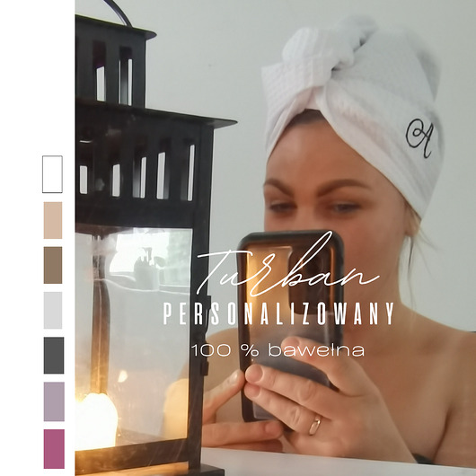 dodatki - łazienka - różne Turban do suszenia włosów personalizowany, bawełniany (kolory)