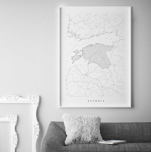 grafiki i ilustracje Estonia - mapa Estonii - plakat