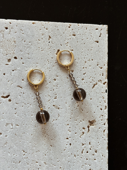 kolczyki pozłacane Kolczyki pozłacane Kwarc Dymny