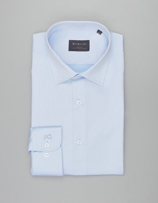 koszule męskie Koszula manziana 00599 długi rękaw błękit slim fit
