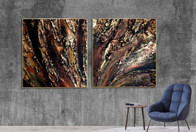Miedziany dyptyk - obraz na płótnie art and texture