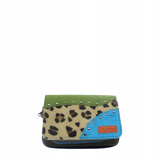 saszetka nerka Nerka zamszowa, wygodna unikalna, damska ze skrawków, zero waste, OLIVKA