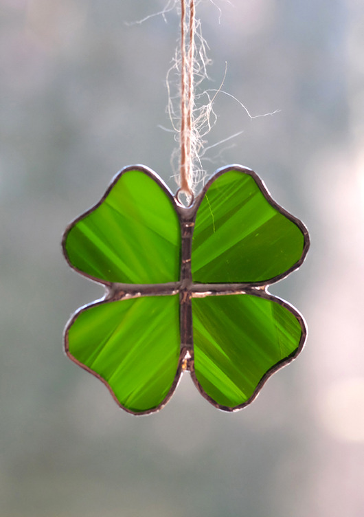 Ozdoby na ścianę Koniczyna czterolistna witraż zawieszka 6 cm