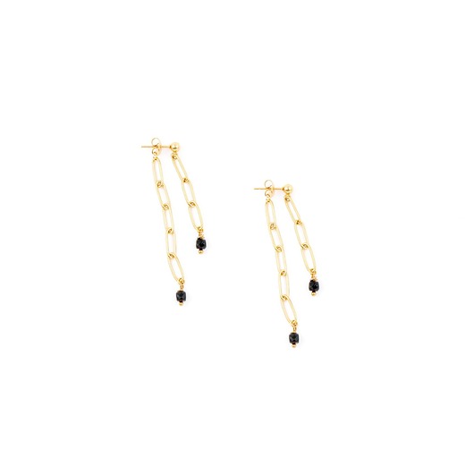 kolczyki - inne Podwójny łańcuszek - kolczyki sztyfty z pozłacanej stali szlachetnej