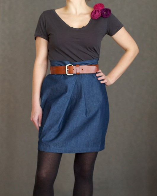 Spódnica denim z wiązaniem 2 patkas