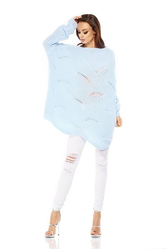 Luźny sweter oversize LS209 - błękitny LEMONIADE